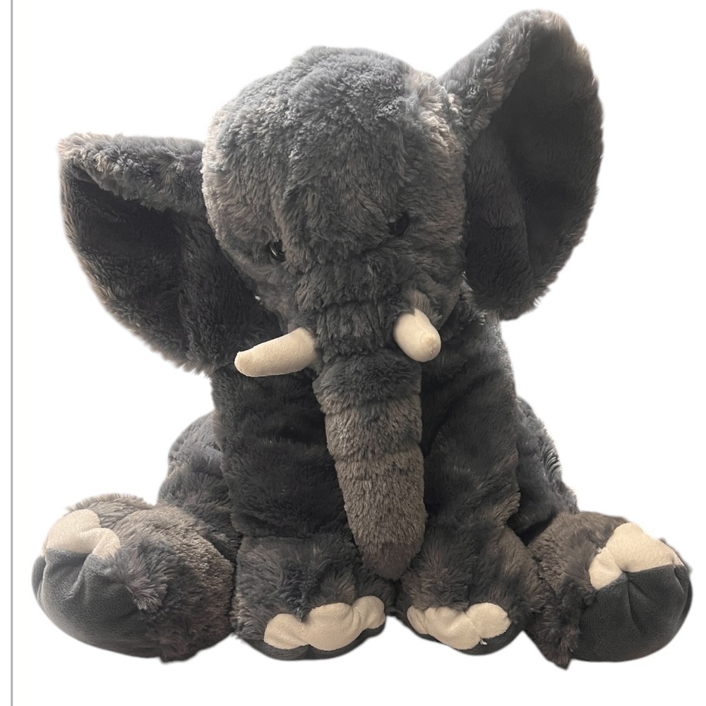 Toys R Us Elephant Plush Dark Gray Stuffed Animal Soft Floppy 18” Lovey